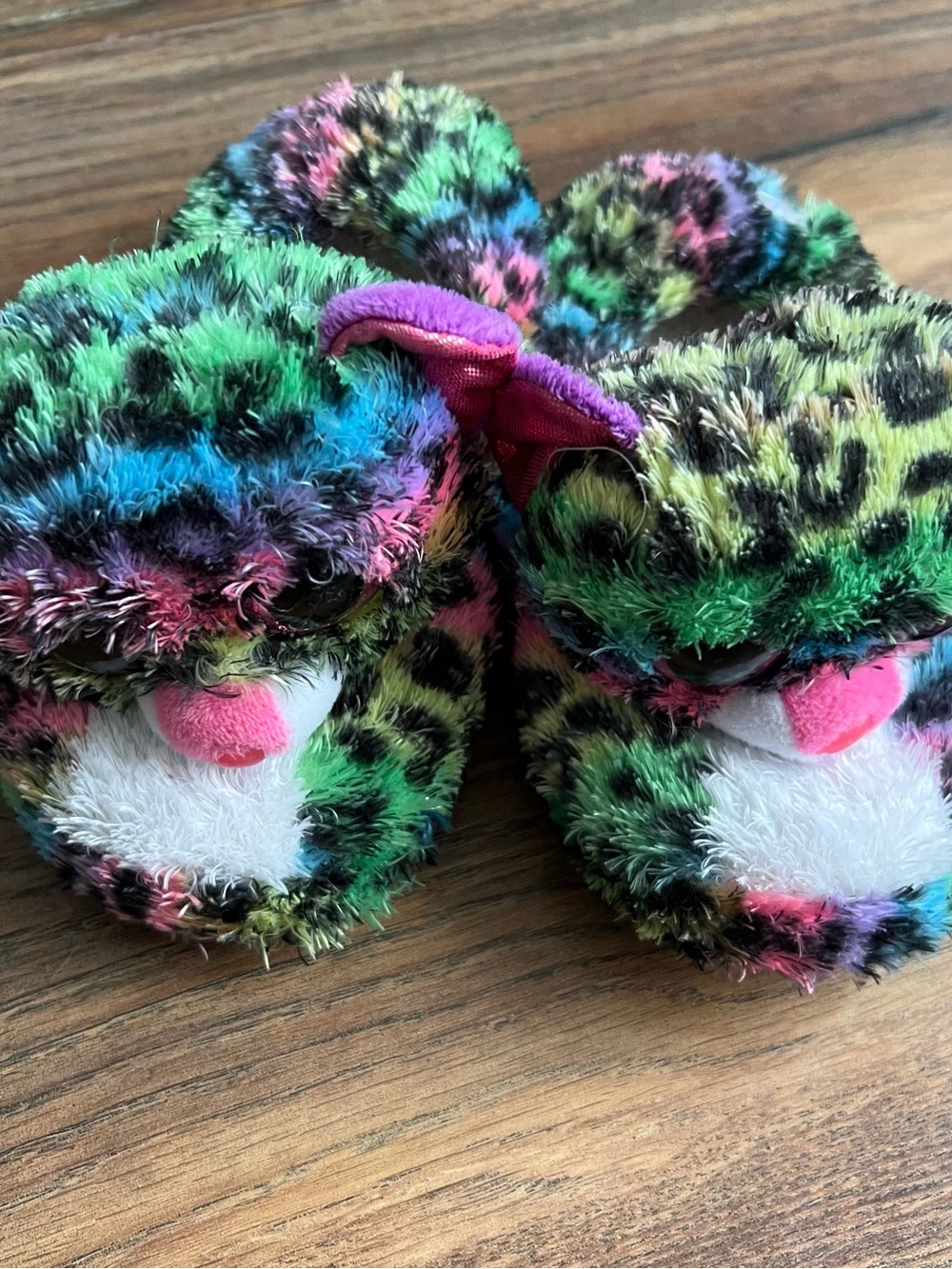 Ty Dotty Multicolor Slippers Child size 12/13 kitten cheetah leopard Multicolor